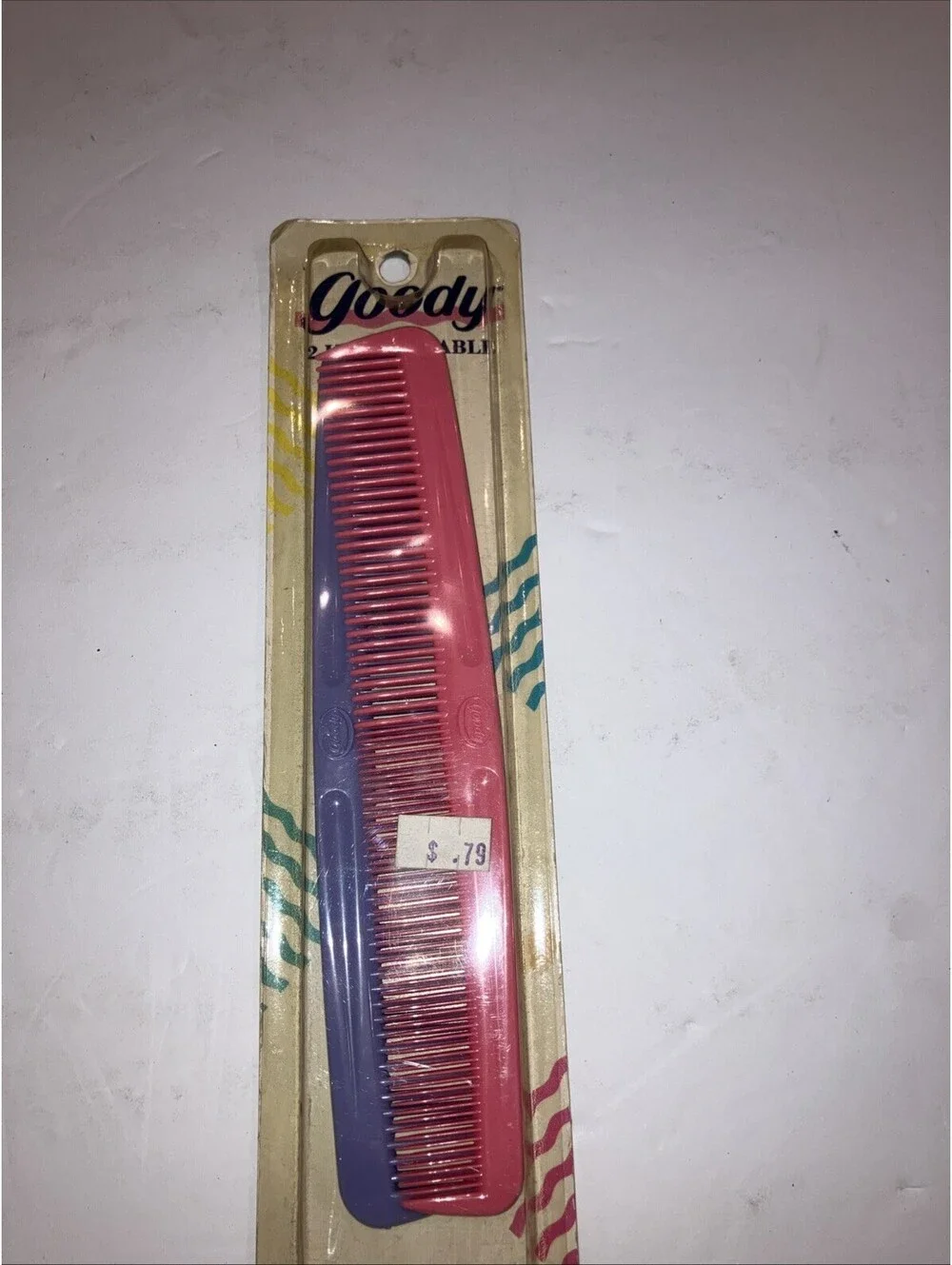 VINTAGE 1989 Goody Unbreakable 2 Pack Combs Purple Pink Made USA NEW OLD STOCK